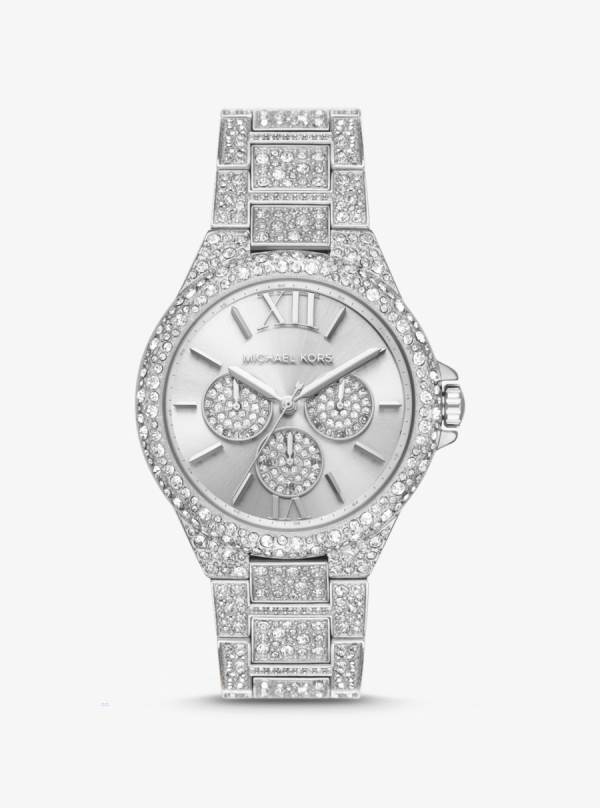 Panske Oversized Hodinky Michael Kors Oversized Camille Pavé Silver-Tone Strieborne - Hodinky Michael Kors Lacne | RWUCG-7280